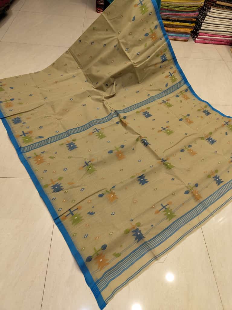 Traditional Needle Work Cotton Tantuja Jamdani Saree
