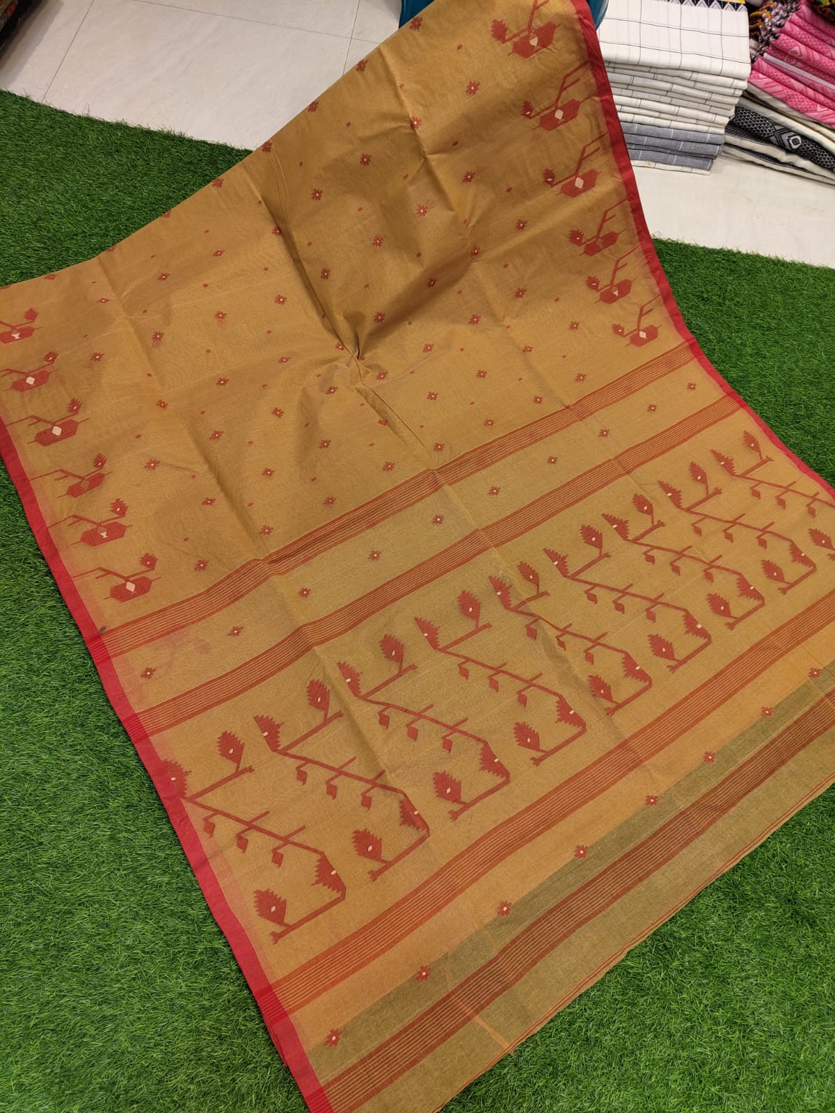 Traditional Needle Work Cotton Tantuja Jamdani Saree