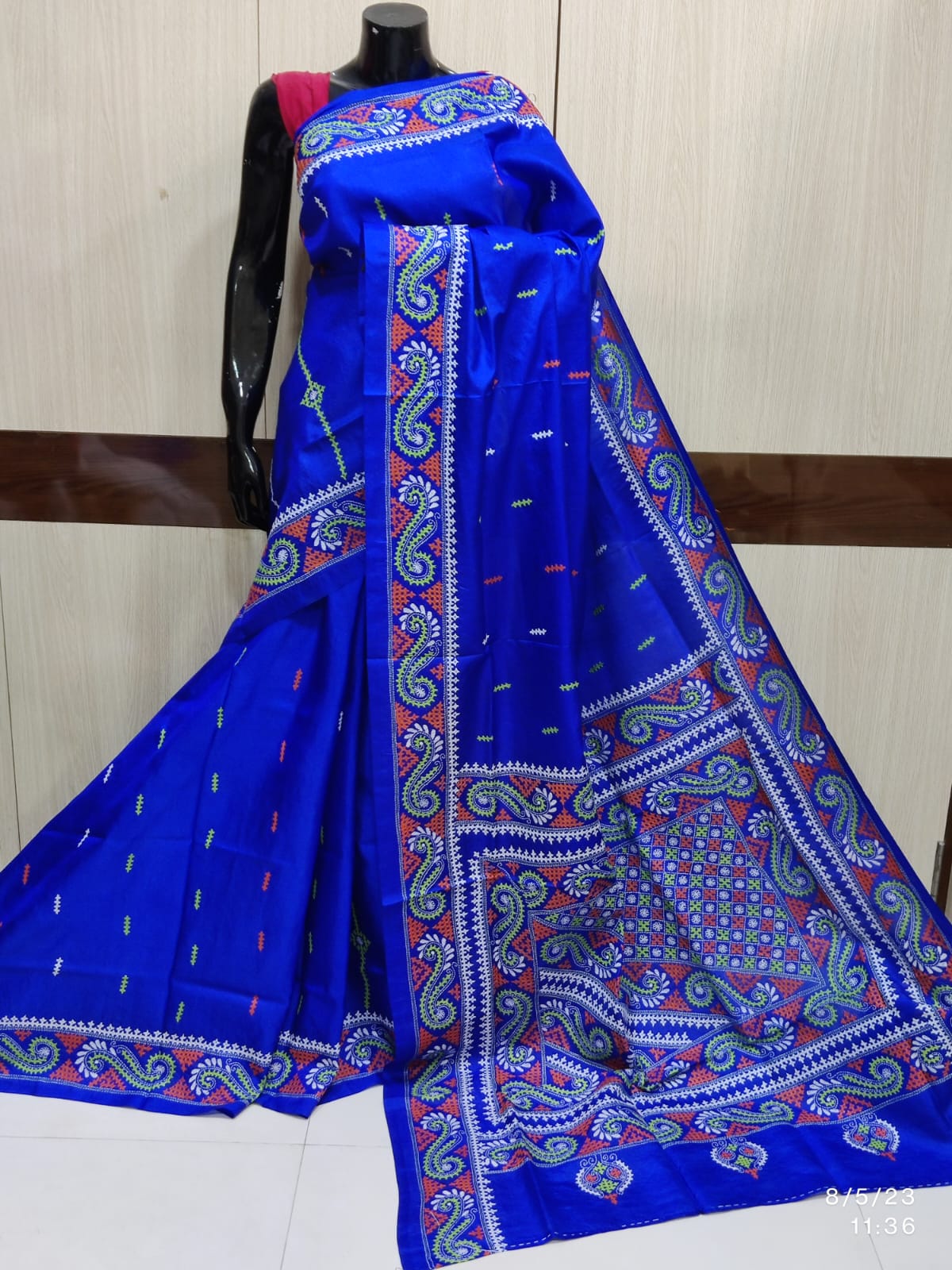 Gujarati stitch sarees on pure Bangalore silk