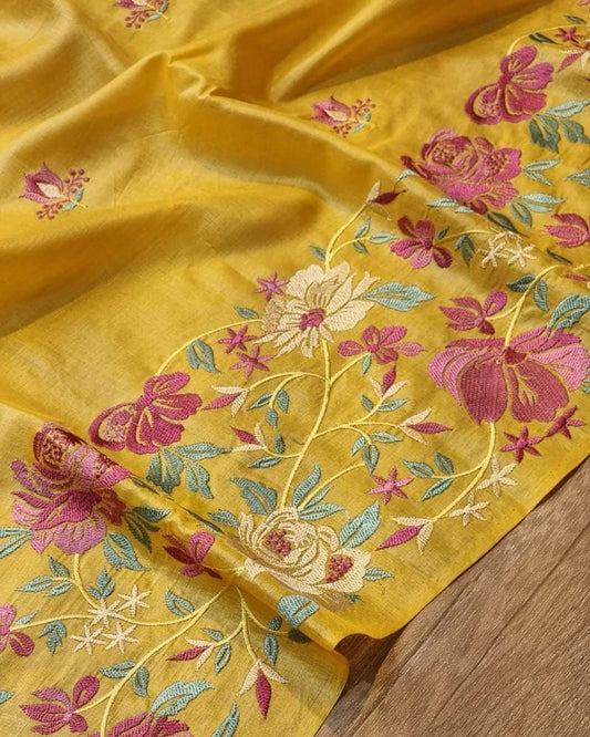 Embroidered Tussar sarees