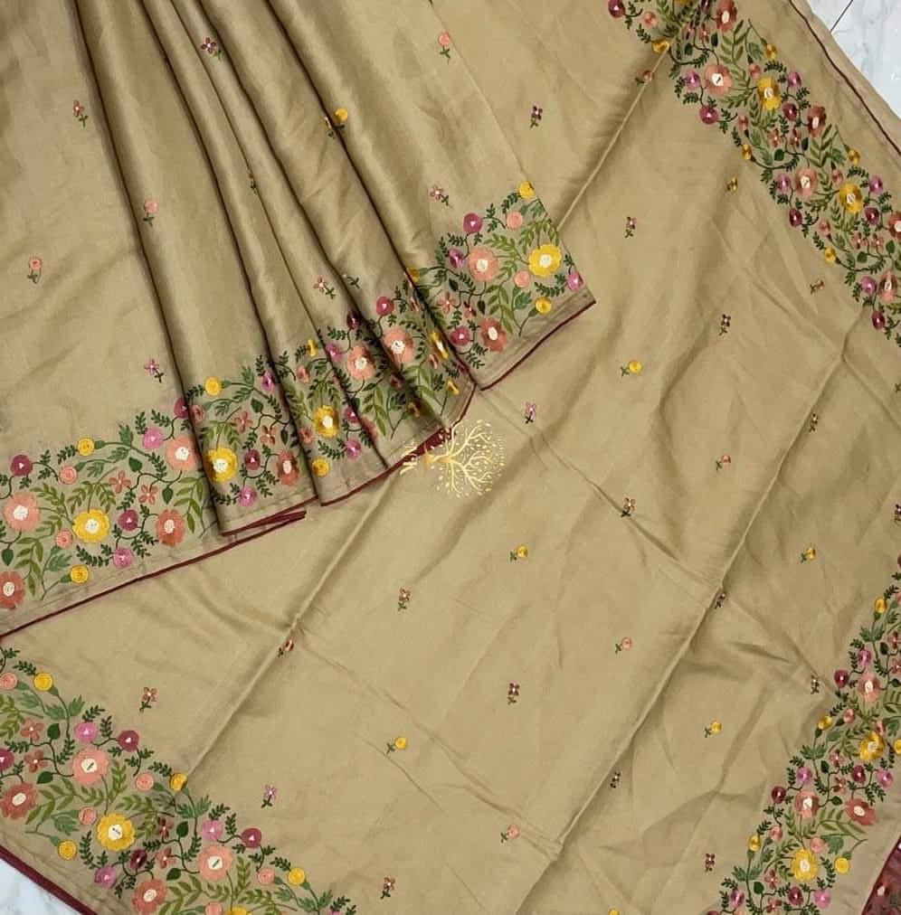 Embroidered Tussar sarees