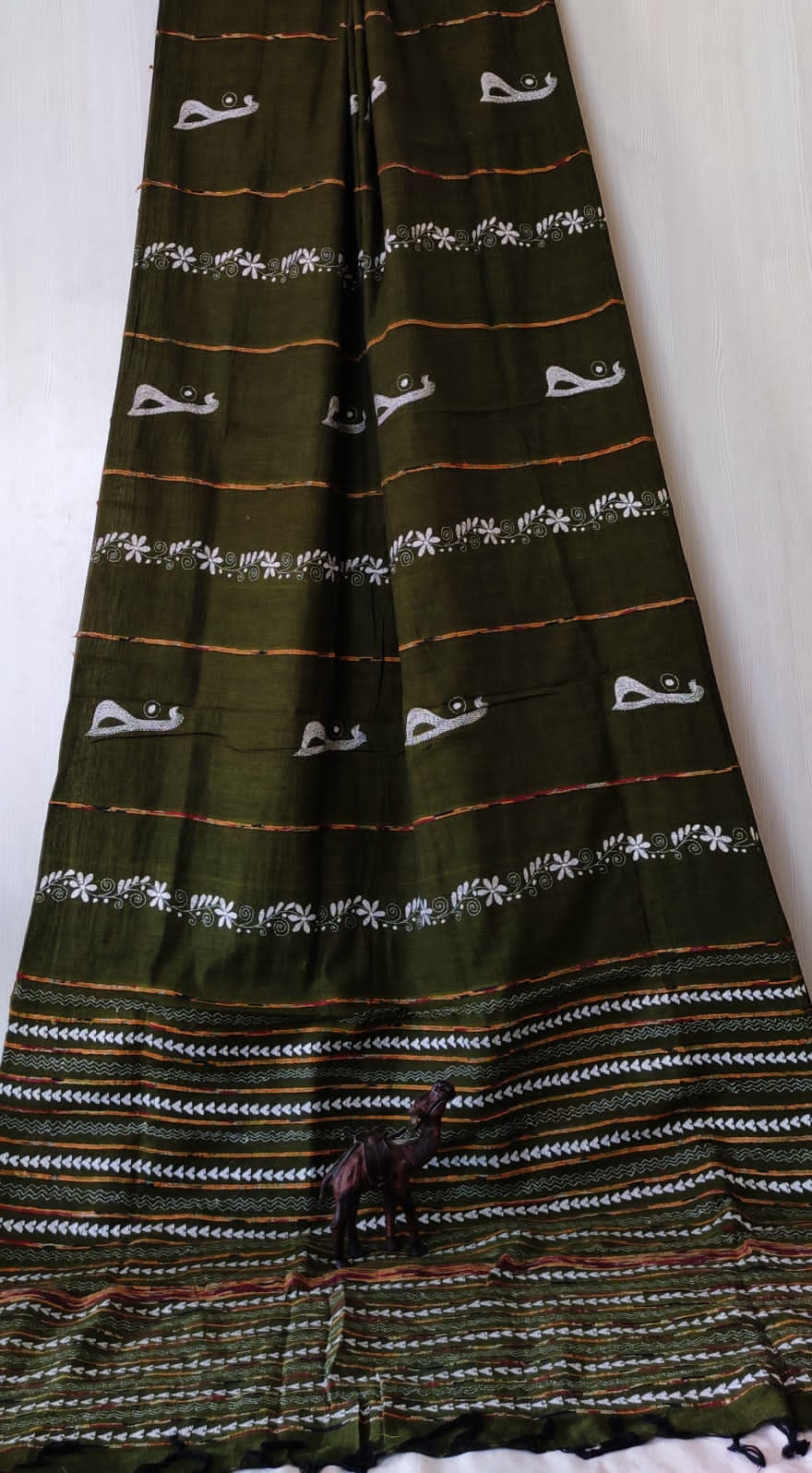 Pure khesh Full Body Hand Kantha Stitched Saree