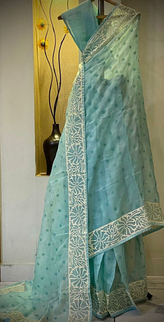 Pure Kota Tussar silk saree with allover butta handwork