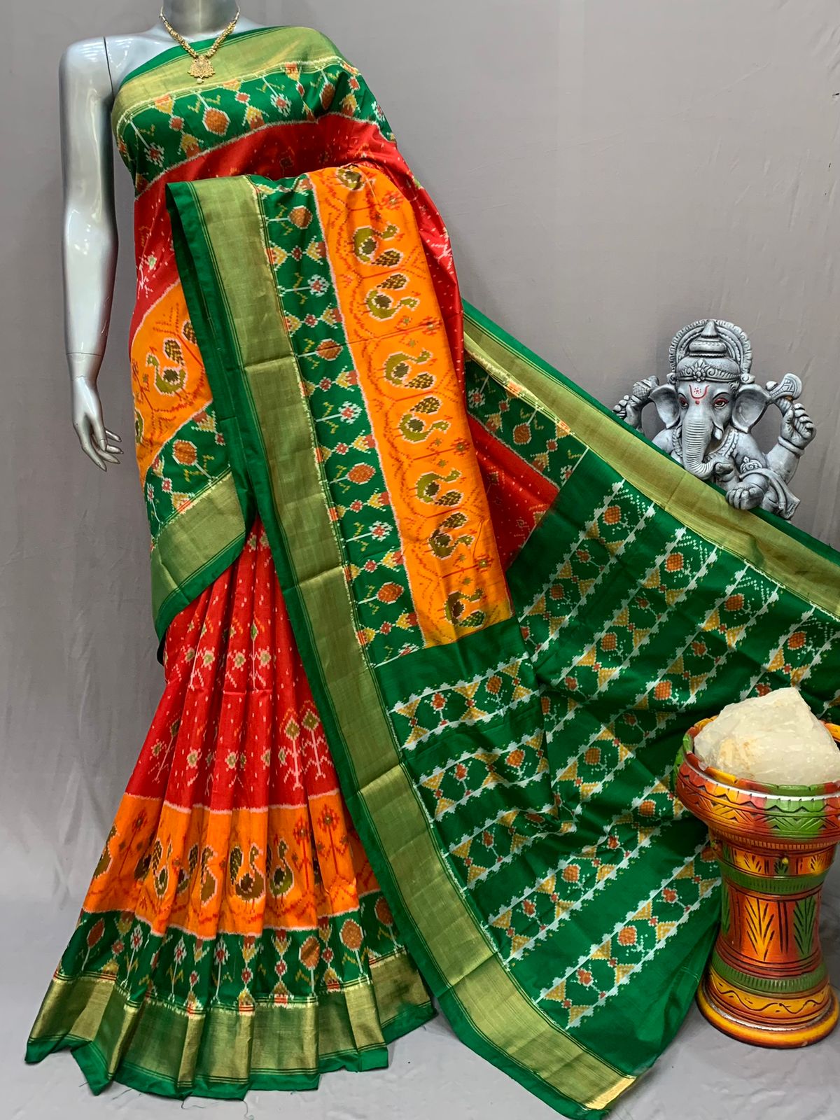 Double Weaved Ikat Silk Sarees