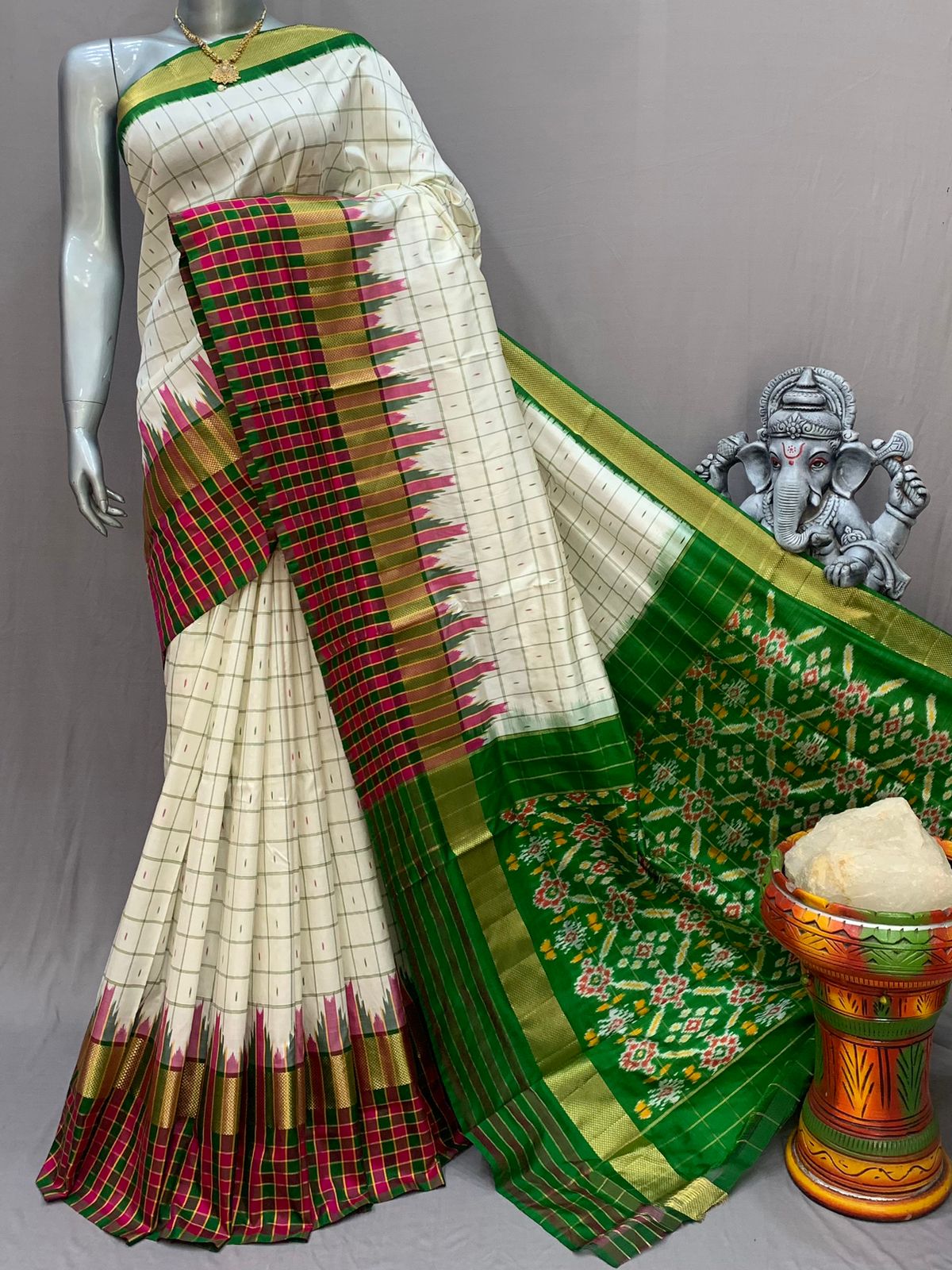Double Weaved Ikat Silk Sarees