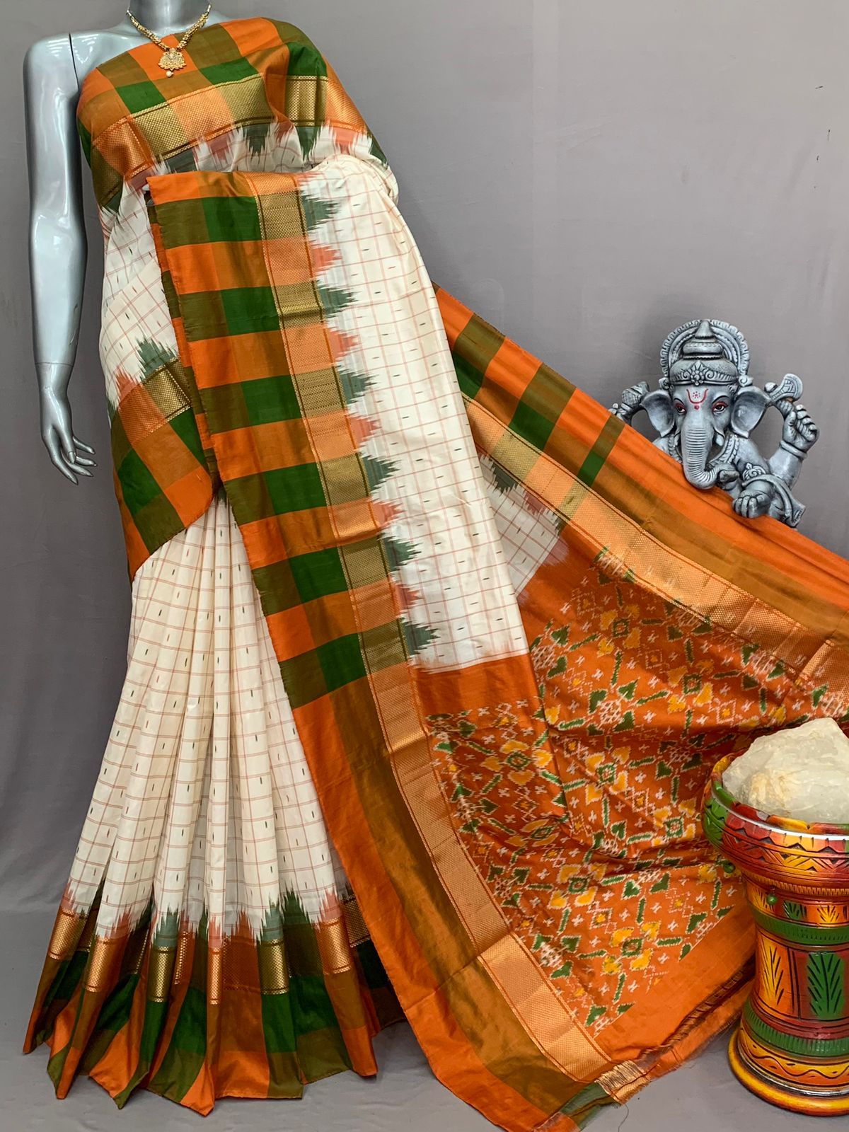 Double Weaved Ikat Silk Sarees