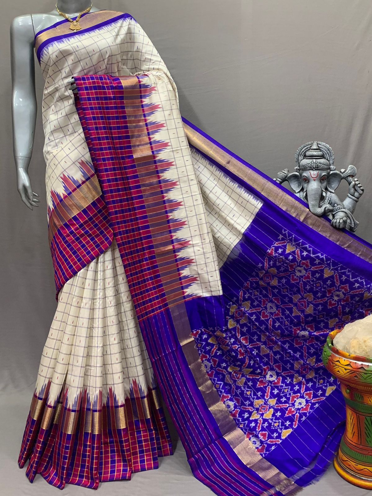 Double Weaved Ikat Silk Sarees