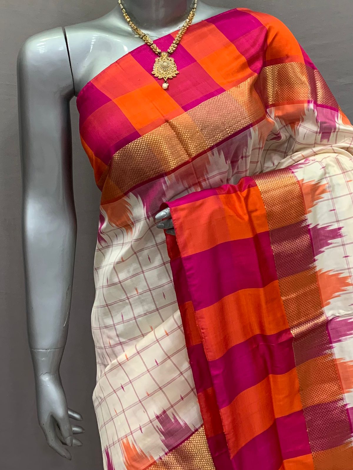 Double Weaved Ikat Silk Sarees