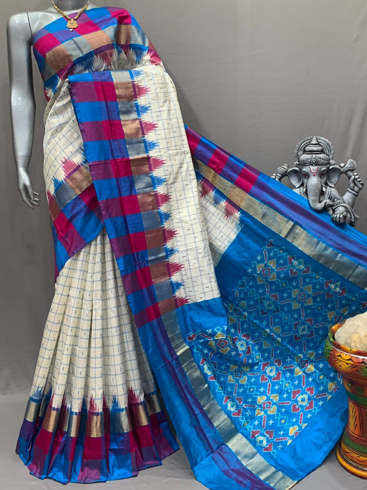 Double Weaved Ikat Silk Sarees