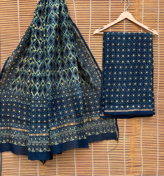 Hand block Printed Chanderi Silk Suits