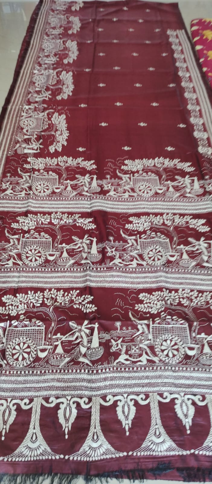Blended silk Kantha stitch saree with Blouse piece