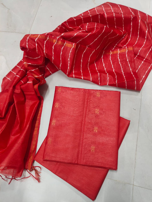 Single shaded Bhagalpuri katan silk weaving suits