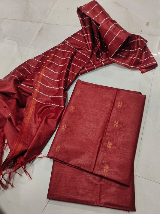 Single shaded Bhagalpuri katan silk weaving suits