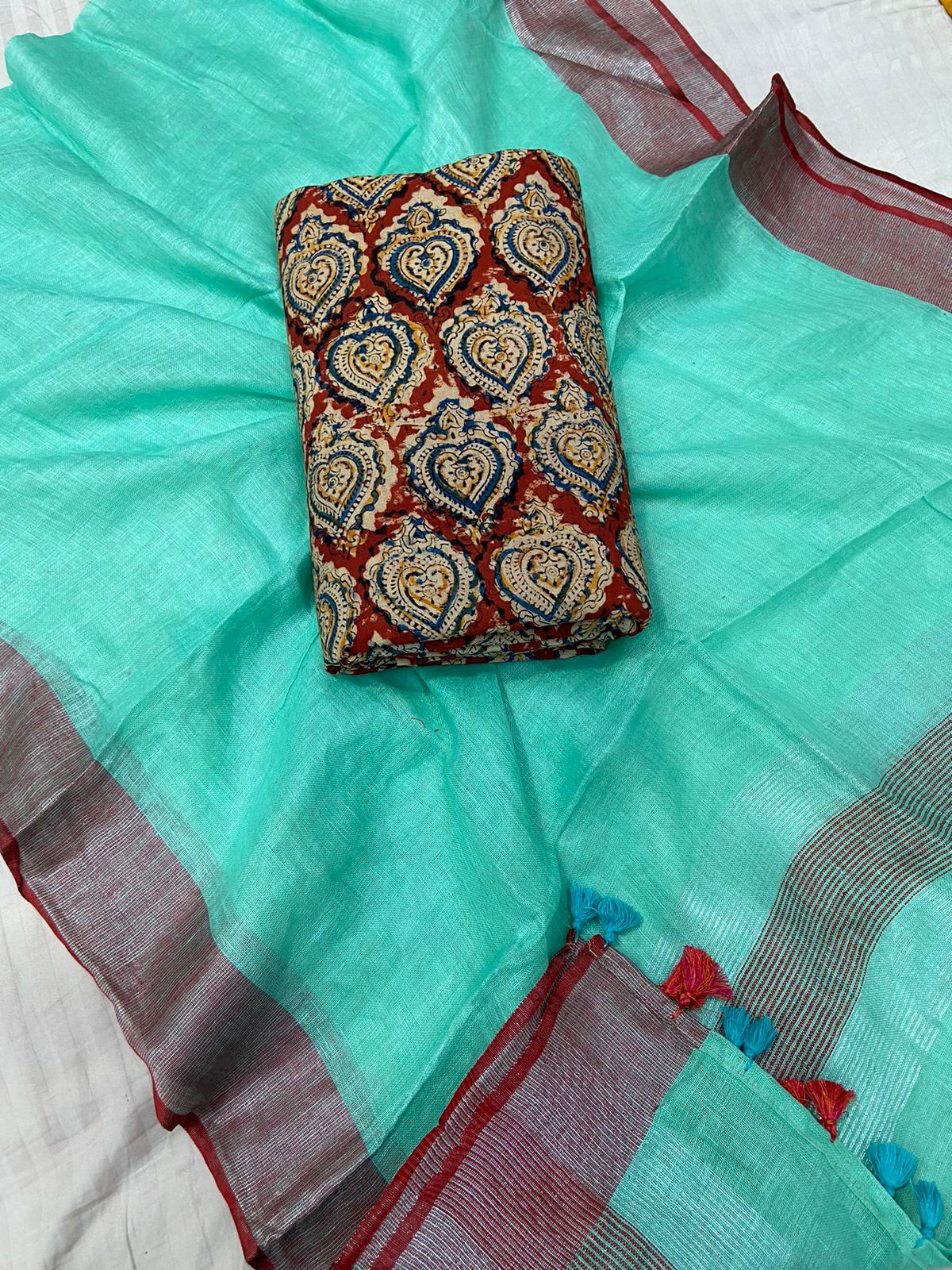 Linen dupatta with ikat top