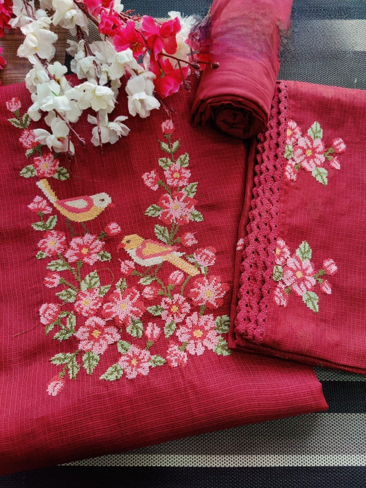 Kota Doriya Kashmiri Hand Embroidered Suits