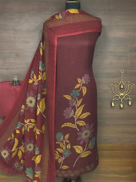 Pashmina printed embroidered top dupatta and bottom