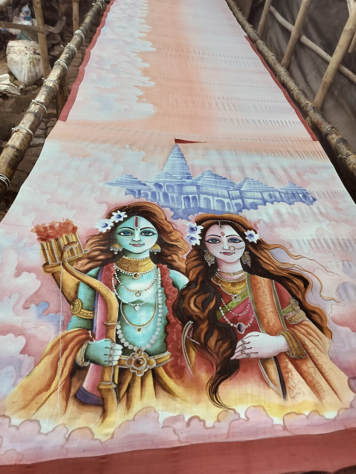 Special hand painted Bishnupuri silk saree