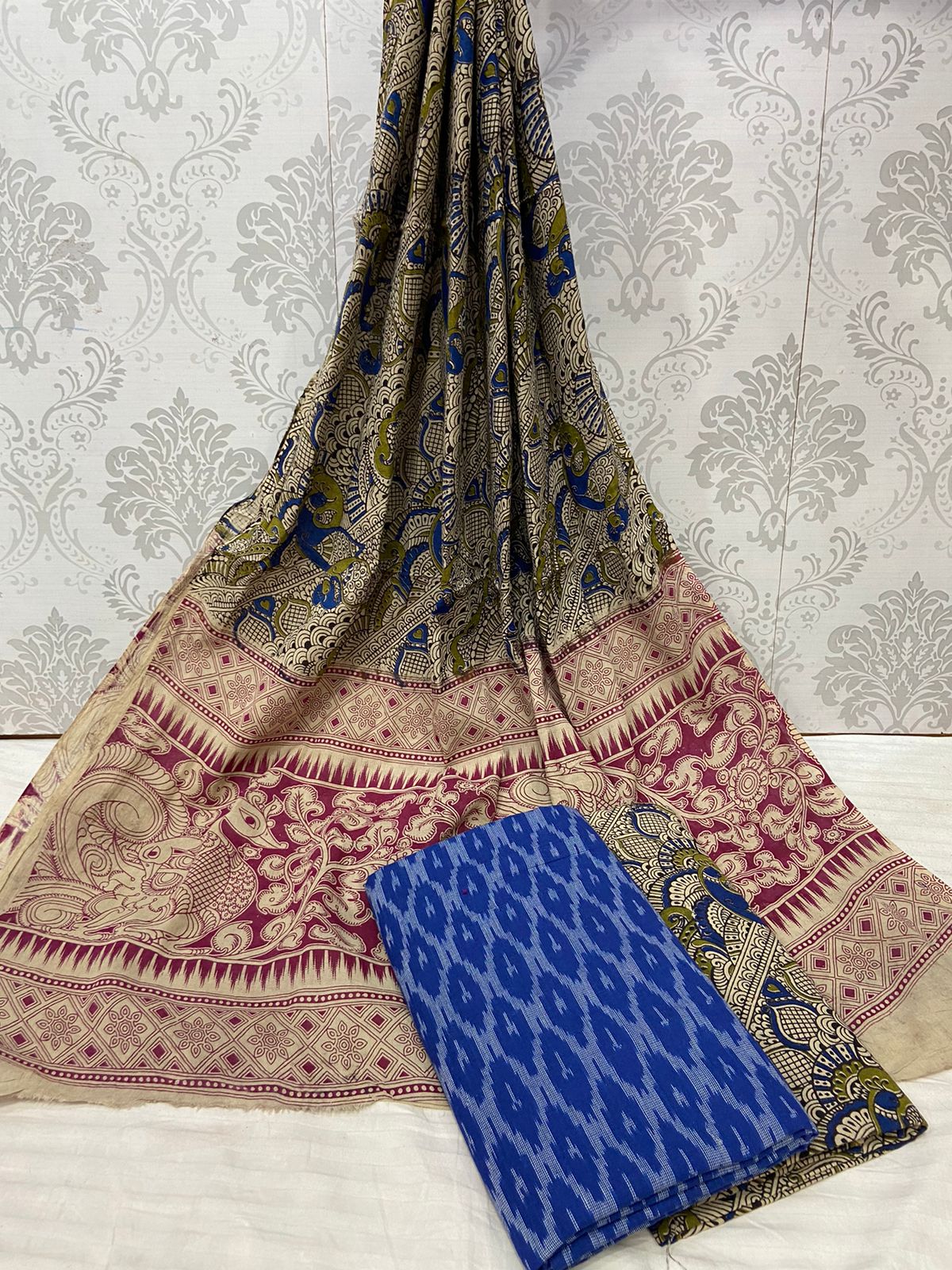 Kalamkari Ikat cotton dress materials