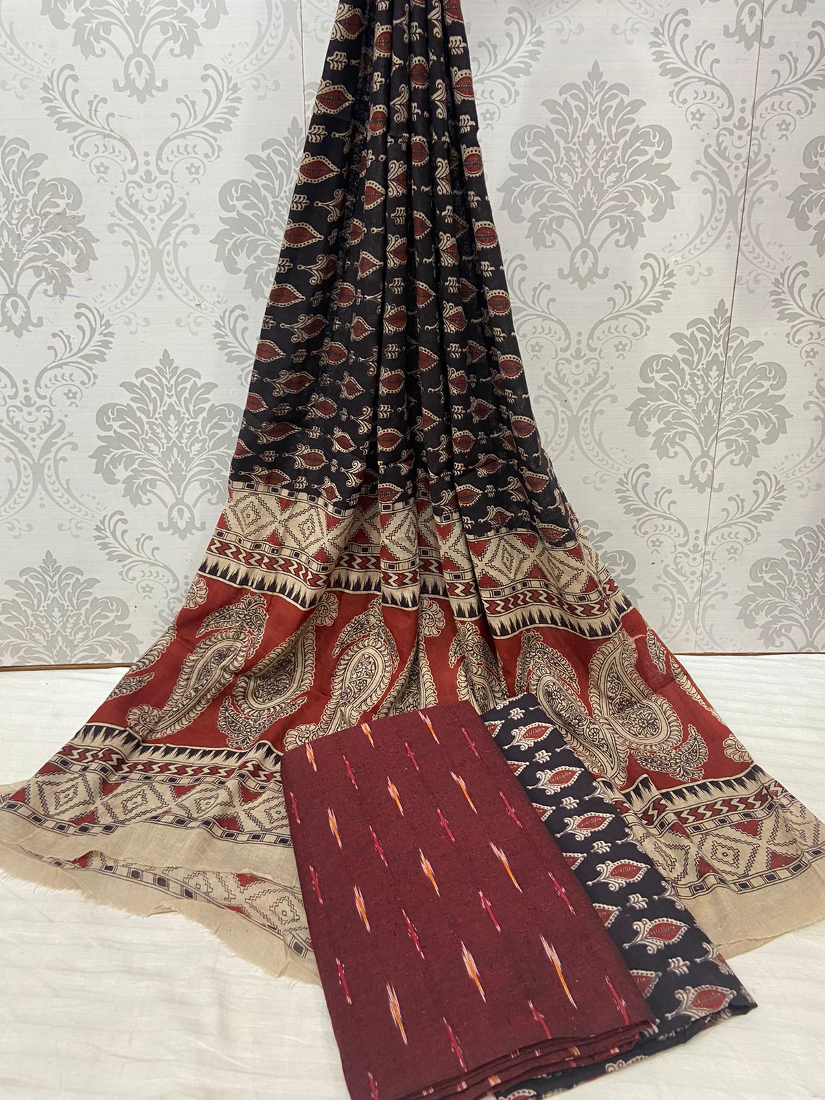 Kalamkari Ikat cotton dress materials