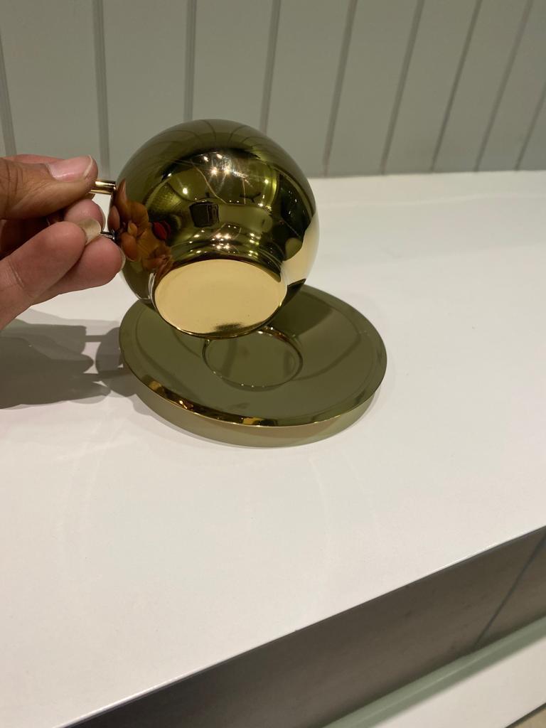 Golden Steel Cup and Saucer