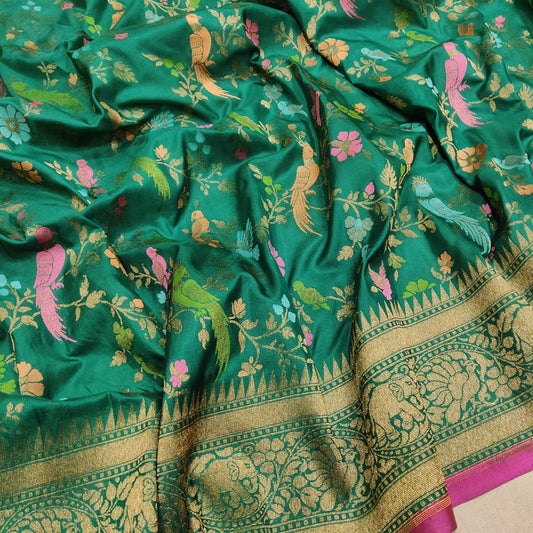 Pure katan silk handwoven saree