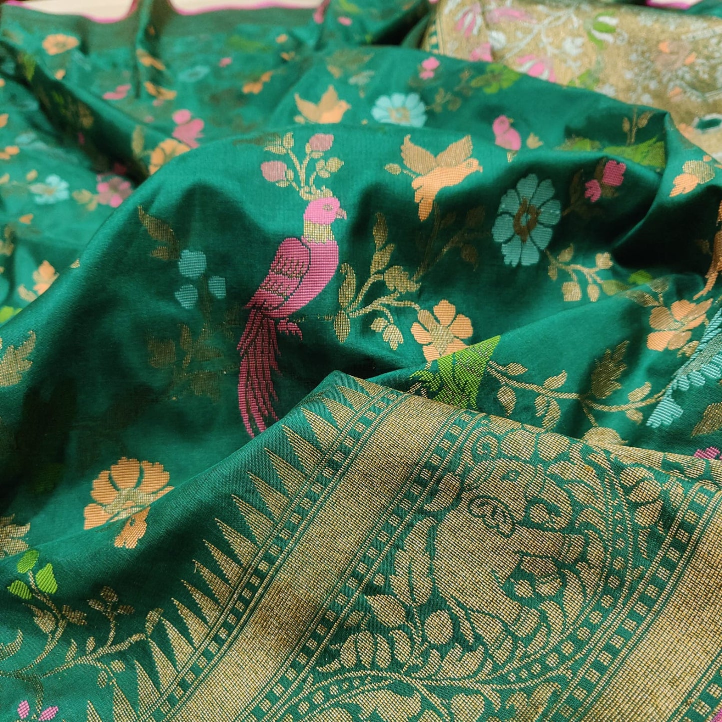 Pure katan silk handwoven saree