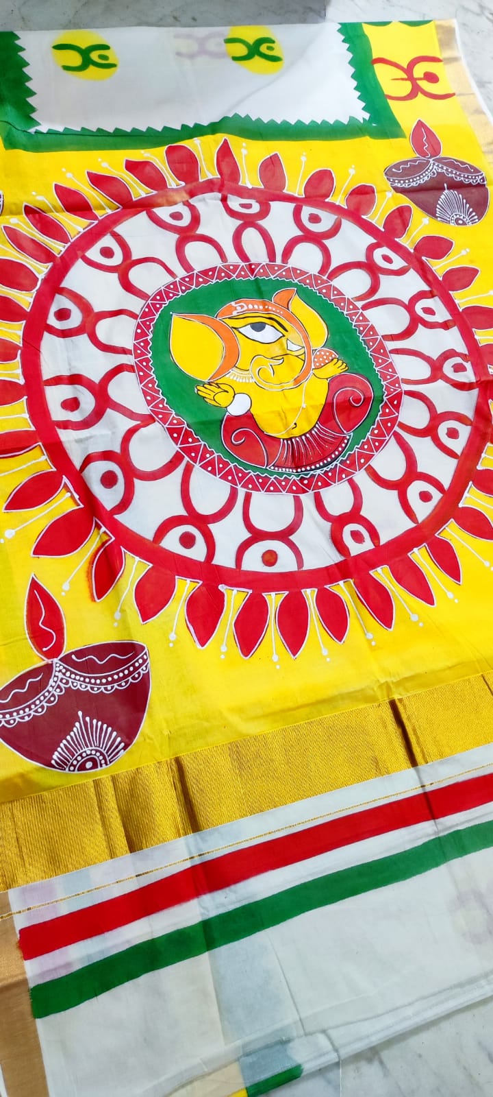 Hand painted Kerala cotton saree