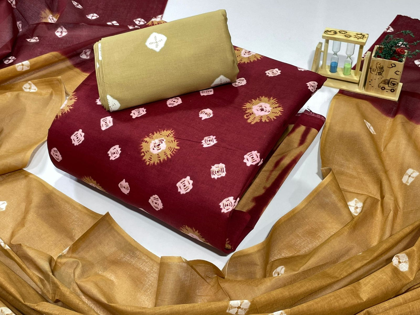 Cotton Batik, Bandhani, Ajrakh, Kalamkari and Ikat Printed Suit Pieces