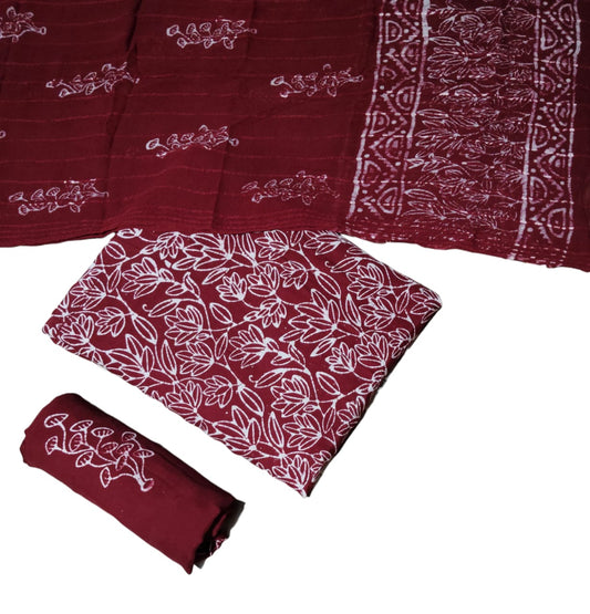 Wax Batik Hand Block Printed Indonesian Style Suit Pieces