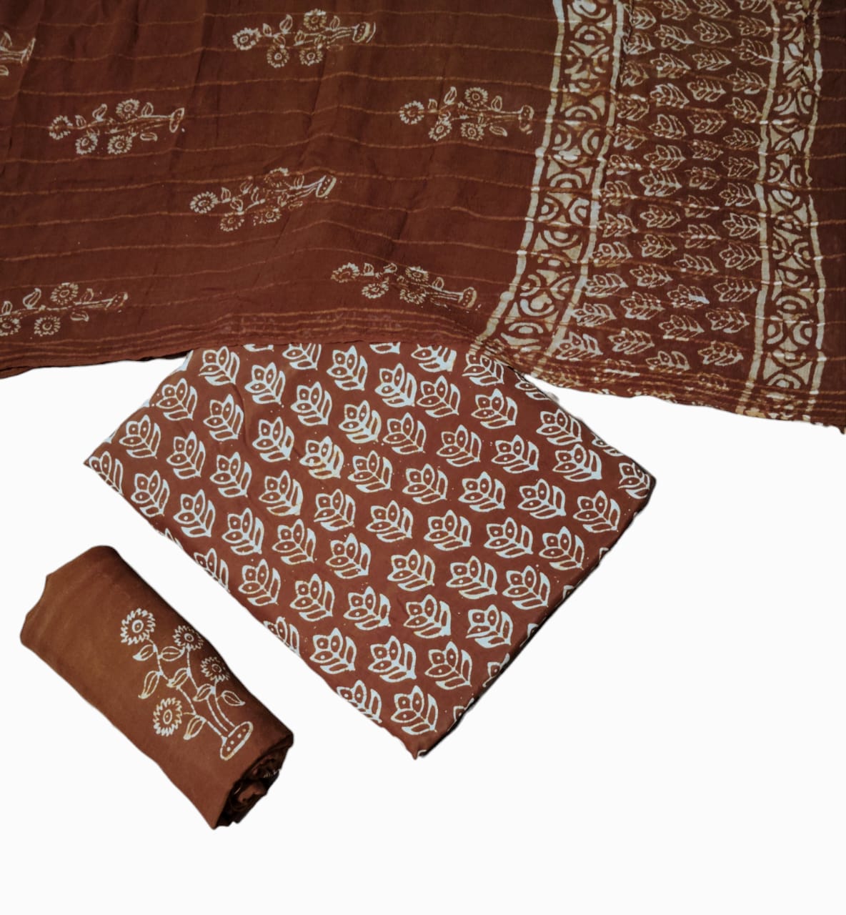 Wax Batik Hand Block Printed Indonesian Style Suit Pieces