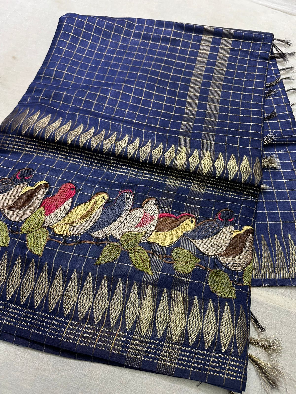 Embroidered Pure Handloom Mangalagiri cotton silk saree