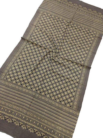 Ajrakh hand block printed woolen shawl