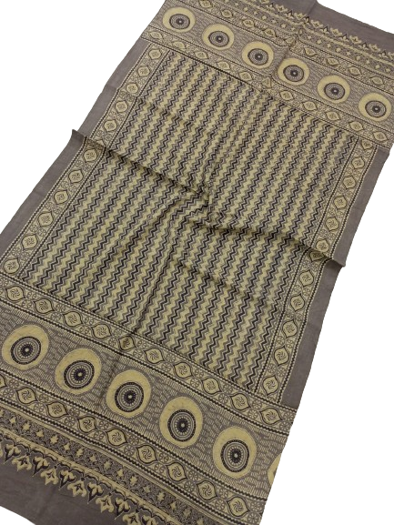 Ajrakh hand block printed woolen shawl