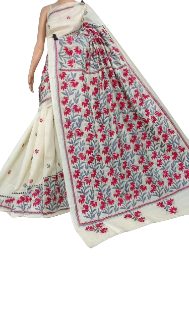 Stitched Kantha Pure Tussar Saree