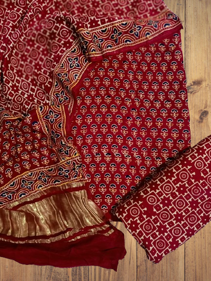 Ajrakh Printed Modal silk suit materials