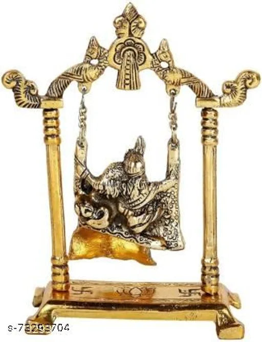 Gold Plated Radha Krishna Idol on Jhula
