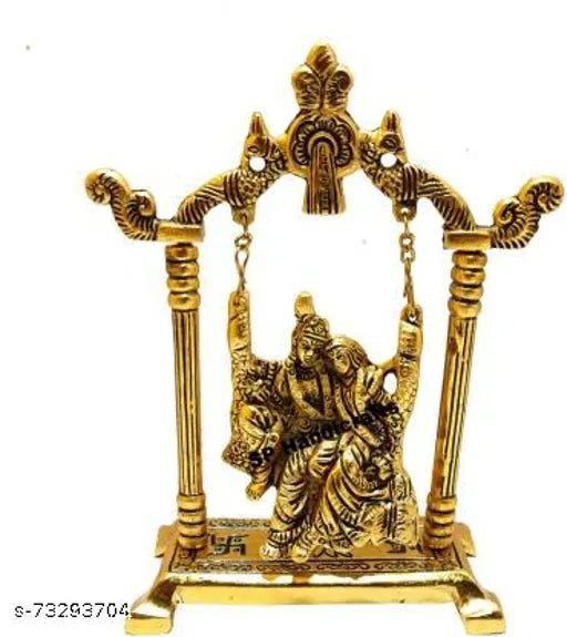 Gold Plated Radha Krishna Idol on Jhula