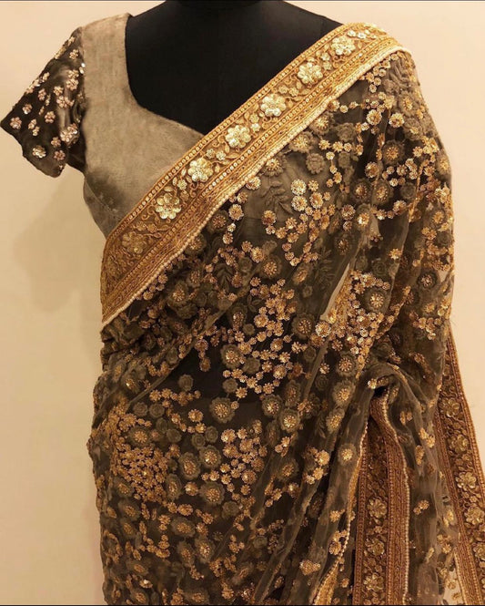 Mono Net Saree with embroidery