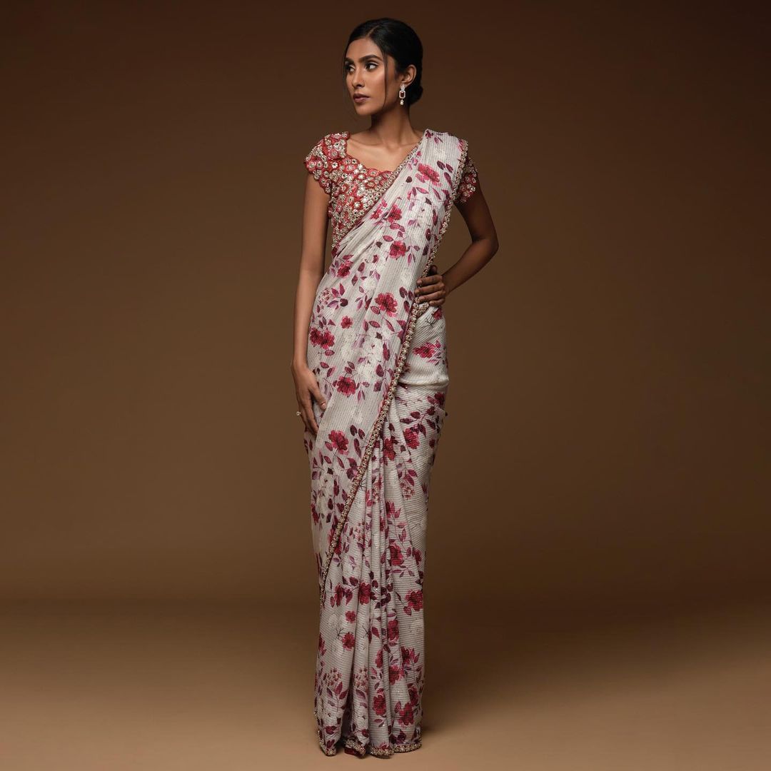 Vichitra Silk Saree with digital print