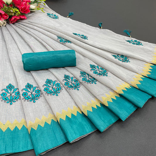 Pure Chanderi Saree with embroidery work