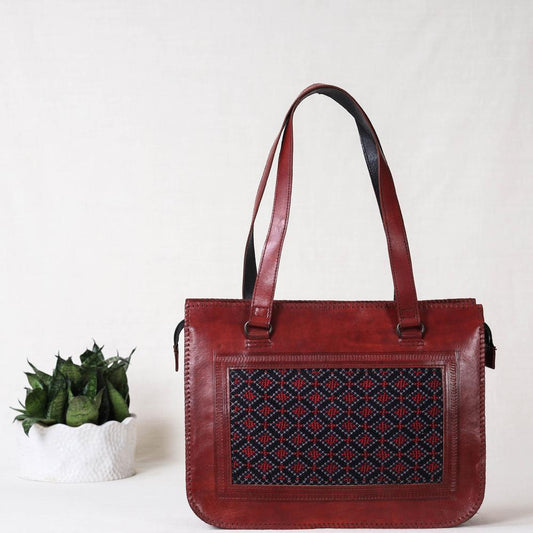 Kutchi embroidered leather shoulder bag