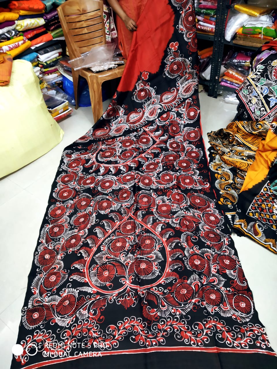 Batik printed Murshidabad Silk Saree