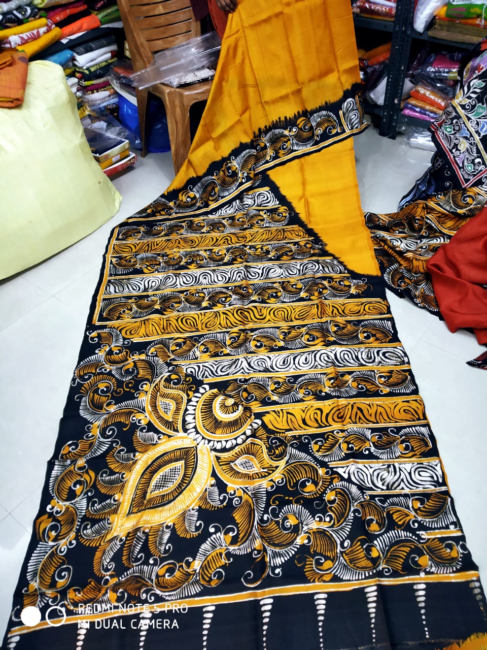 Batik printed Murshidabad Silk Saree