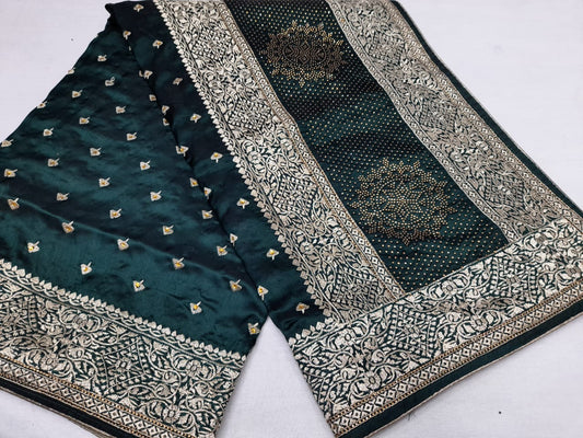 Lichi Silk Saree with embroidery and zari