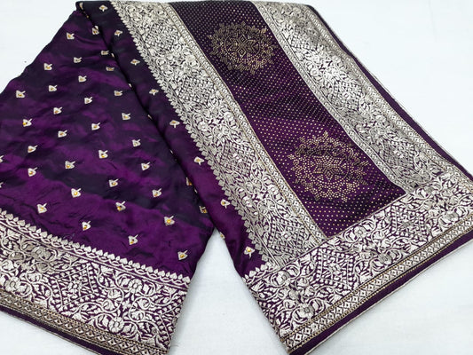 Lichi Silk Saree with embroidery and zari