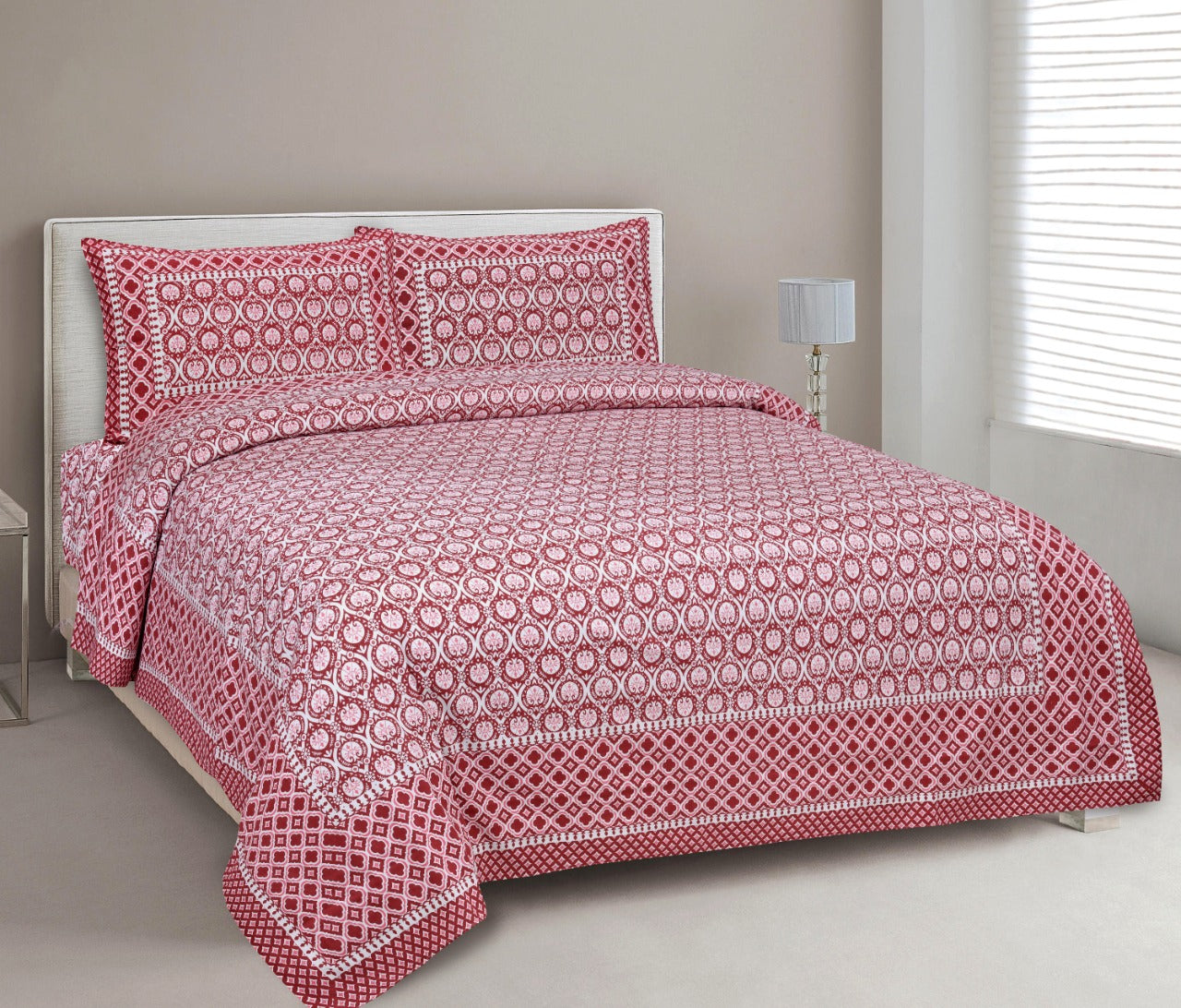 Bagru printed double bedsheet with pillow cover