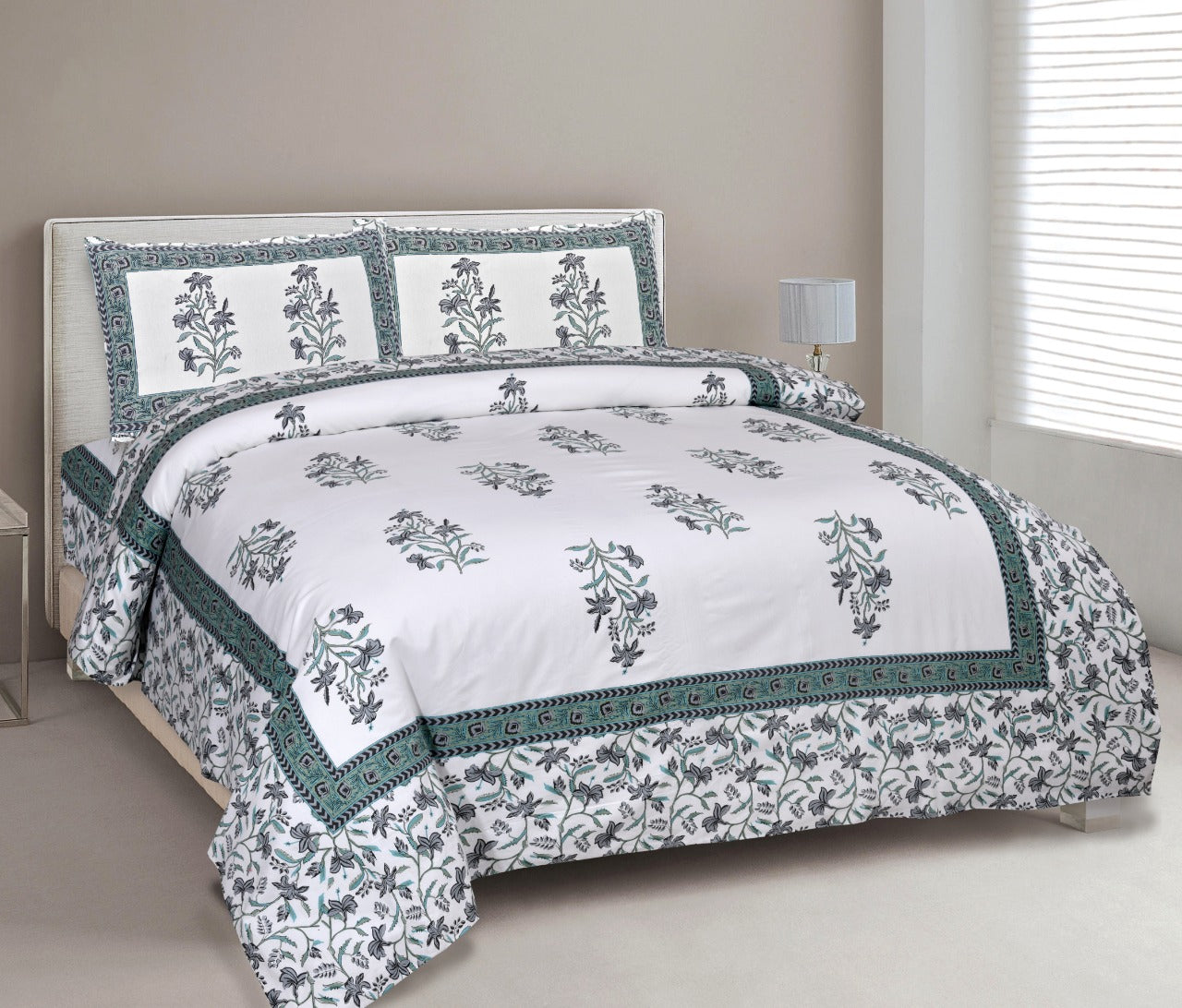 Bagru printed double bedsheet with pillow cover