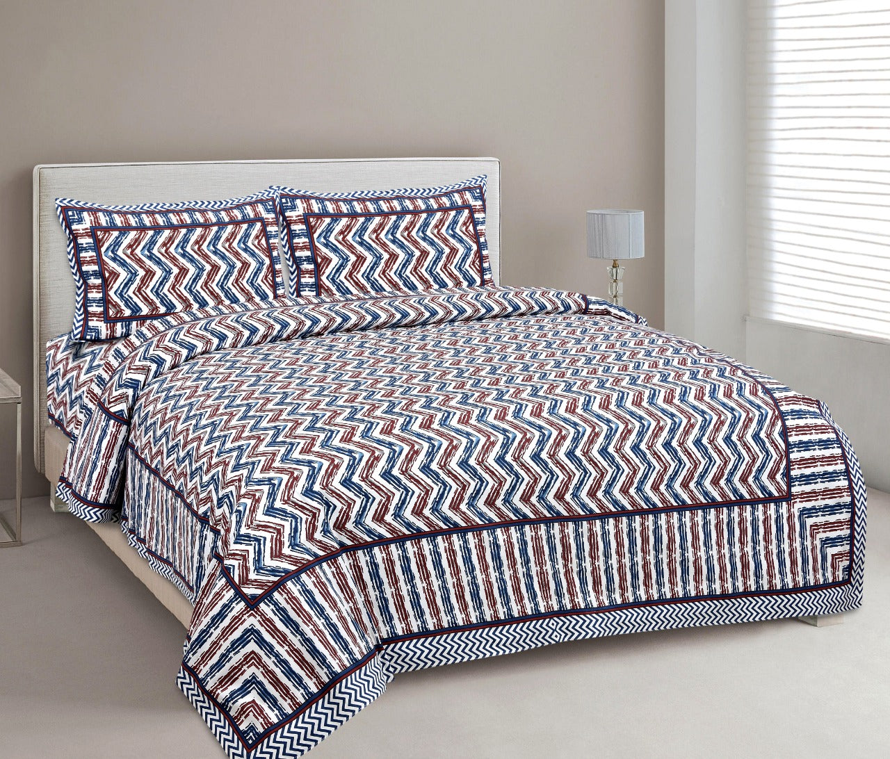 Bagru printed double bedsheet with pillow cover