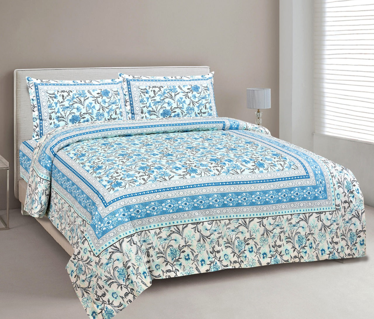 Bagru printed double bedsheet with pillow cover