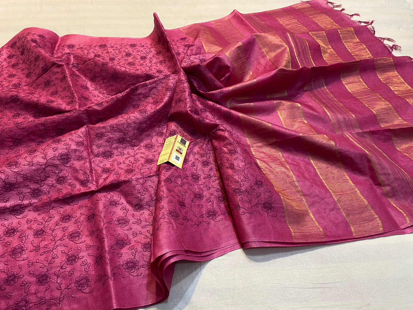 Semi Tussar Embroidered Saree